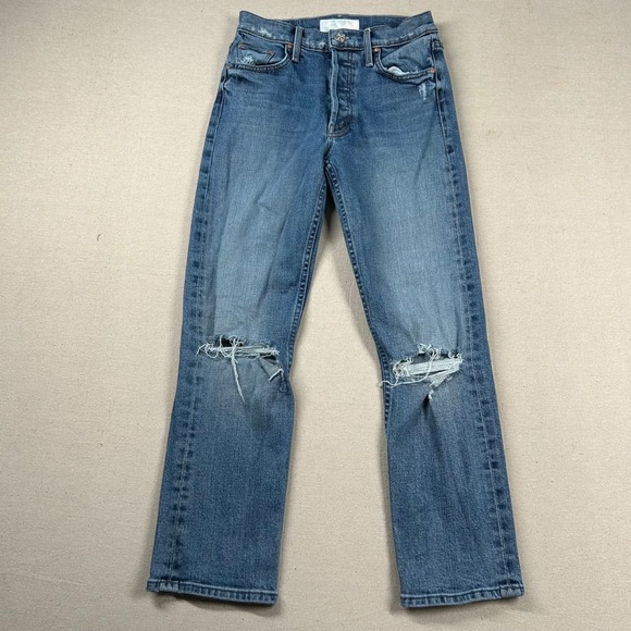 Mother Jeans Womens 26 Superior The Tomcat Button Fly Distress Designer Straight - Picture 1 of 12
